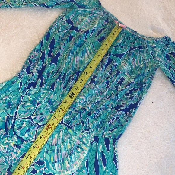 Lilly Pulitzer Lana Romper XXS Tortuga Time EUC Off Shoulder - Picture 13 of 14